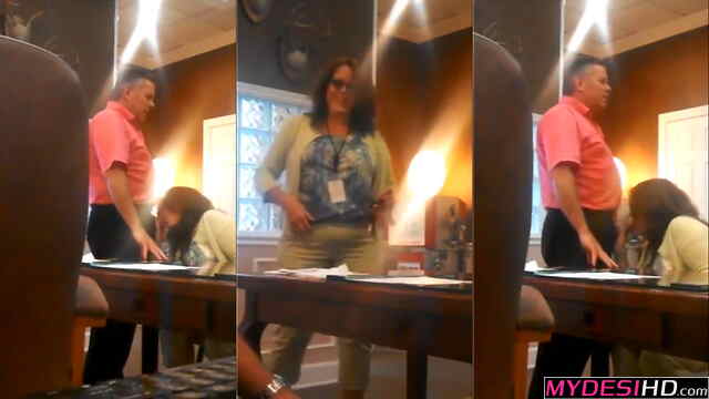 Boss Having Intense Affair with Hot MILF Worker – Forbidden Office Sex