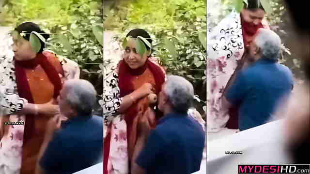 Caught in Public: Indian Uncle Sucking Aunty’s Boobs During Park Walk