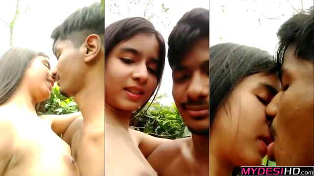 Indian Desi BF GF Outdoor Sex: Sucking Her Pink Nipples During a Private Woods Hookup