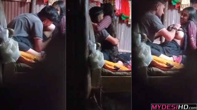 Indian Desi Teen Sucking Her Lover’s Boobs in Secret Room – Hidden Camera Porn