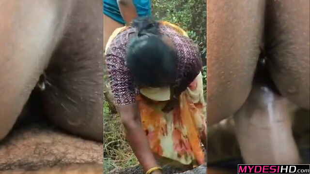 Outdoor MILF Action: Mature Woman Fucked Doggy Style in the Woods