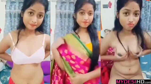 Seductive Marathi Saree Striptease: Hot Desi Girlfriend Nude Erotic MMS Viral