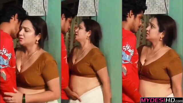 Sensual Panty Play: Mature Aunty Enjoys Intimate Rubdown with Son