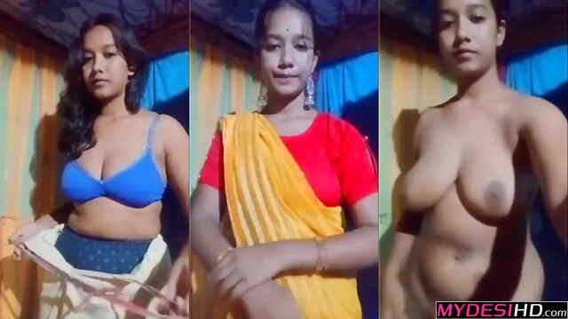Stunning Indian Babe Stripping Saree for Full Frontal Nudity β HD Nude MMS Video